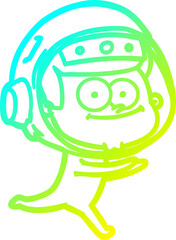 Obraz premium cold gradient line drawing happy astronaut cartoon