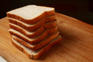 fresh sliced bread isolated,top view,selective focus