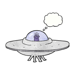thought bubble textured cartoon flying saucer