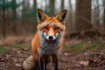 Naklejka na ściany i meble beautiful red fox looking at the camera.