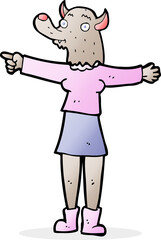 cartoon pointing werewolf woman
