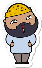 sticker of a cartoon happy bearded man