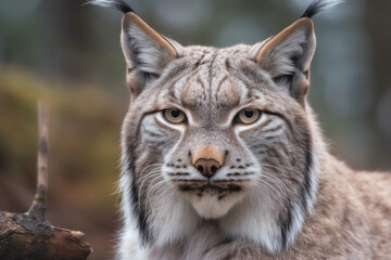Fototapeta premium Beautiful and strong lynx looking at the camera.