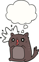 cartoon shocked cat and thought bubble