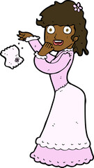 cartoon victorian woman dropping handkerchief