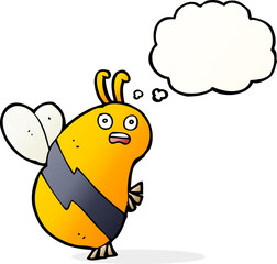 funny cartoon bee with thought bubble