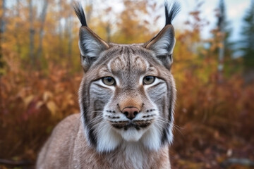 Obraz premium Beautiful and strong lynx looking at the camera.