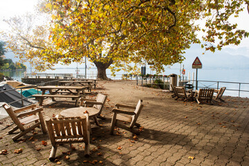 Montreux, Switzerland's al fresco dining establishment.