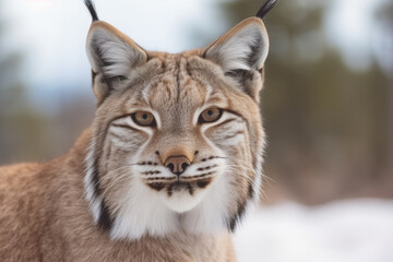 Fototapeta premium Beautiful and strong lynx looking at the camera.