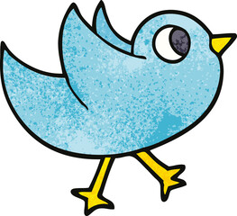 cartoon doodle bird flapping wings