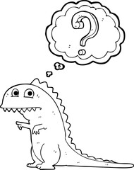 thought bubble cartoon confused dinosaur