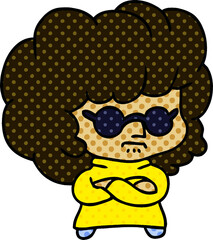 cartoon of a kawaii woman