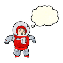 cartoon space man with thought bubble