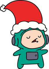christmas cartoon of kawaii astronaut
