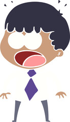 flat color style cartoon shocked man in shirt and tie