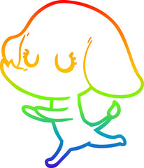 rainbow gradient line drawing cute cartoon elephant