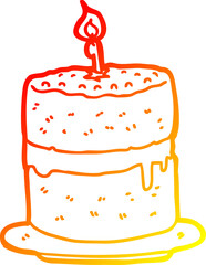warm gradient line drawing cartoon cake