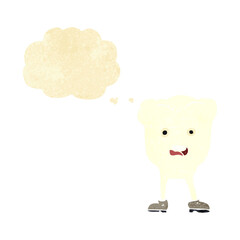 cartoon tooth looking afraid with thought bubble