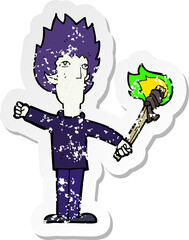 retro distressed sticker of a cartoon spooky vampire