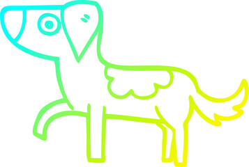 cold gradient line drawing cartoon standing dog
