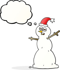 thought bubble cartoon unhappy snowman
