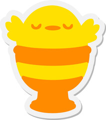 cute baby bird in egg cup sticker