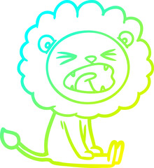 cold gradient line drawing cartoon angry lion