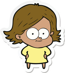 sticker of a happy cartoon girl