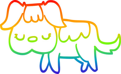 rainbow gradient line drawing cartoon dog