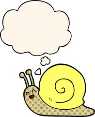 cartoon snail and thought bubble in comic book style