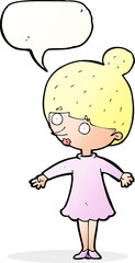 cartoon surprised woman with speech bubble