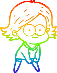 rainbow gradient line drawing happy cartoon girl