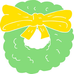 flat color illustration of a cartoon christmas wreath