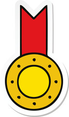 sticker of a cute cartoon gold medal