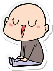 sticker of a happy cartoon bald man