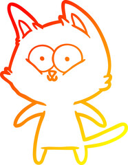 warm gradient line drawing happy cartoon cat