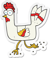 sticker of a cartoon chicken running
