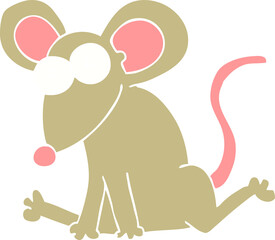 flat color illustration of a cartoon mouse