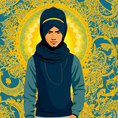 image muslim man culture traditional illustration