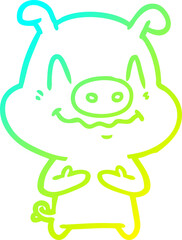 cold gradient line drawing nervous cartoon pig