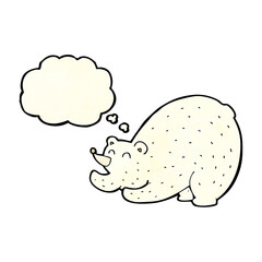 cartoon stretching polar bear with thought bubble