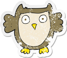 retro distressed sticker of a cartoon owl