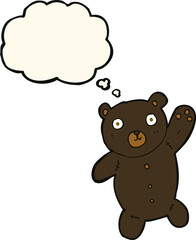 Obraz na płótnie Canvas cartoon cute black teddy bear with thought bubble