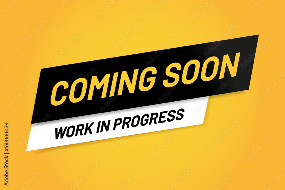 Aufkleber Modern coming soon bar banner icon. Work in progress symbol. Flat simple web label element.