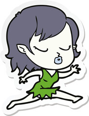 sticker of a cute cartoon vampire girl