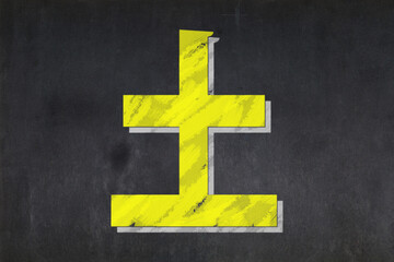 Obraz premium Earth element from the Wu Xing drawn on a blackboard