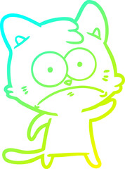 cold gradient line drawing cartoon nervous cat