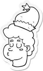 sticker of a cartoon man wearing christmas hat