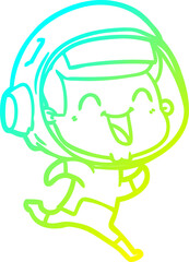 cold gradient line drawing happy cartoon astronaut
