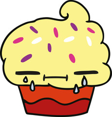 cartoon of a crying cupcake